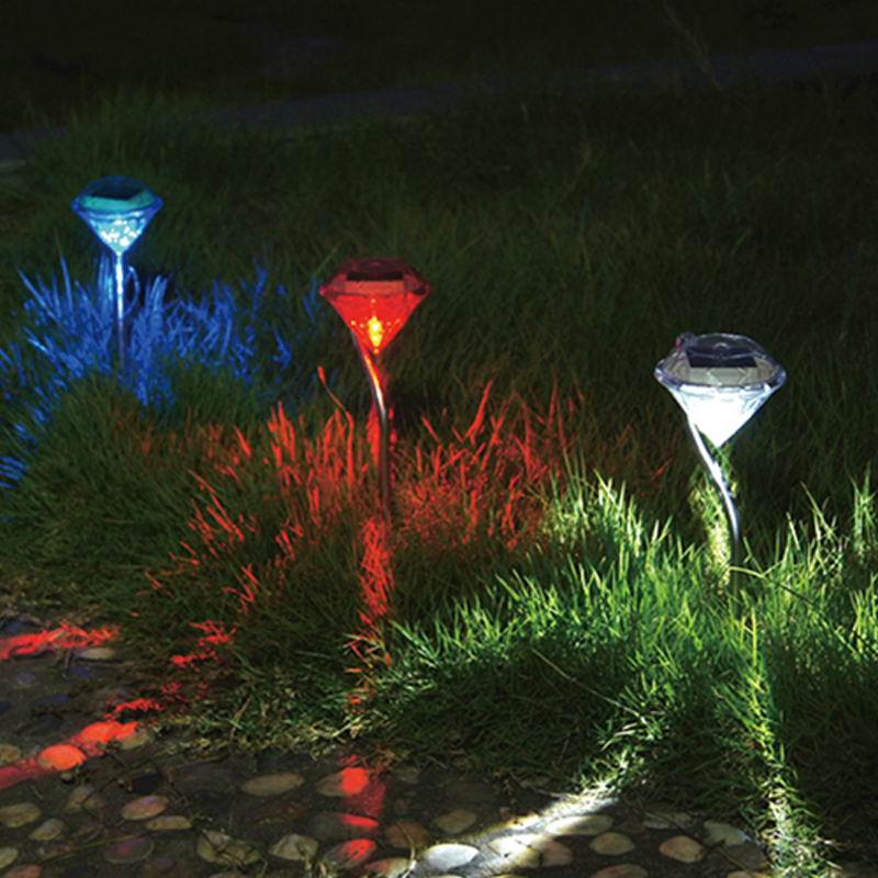 Outdoor LED Solar lawn light Diamonds shape white/Warm white/ RGB Lawn Light Solar Light Pathway Garden Path Stake Lanterns Lamp