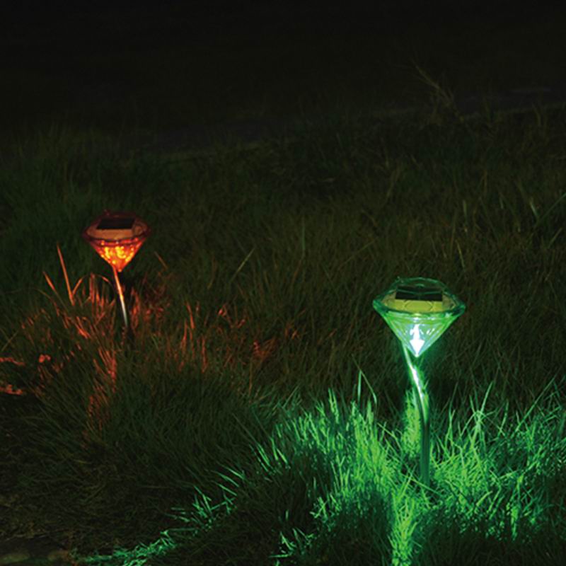 Outdoor LED Solar lawn light Diamonds shape white/Warm white/ RGB Lawn Light Solar Light Pathway Garden Path Stake Lanterns Lamp