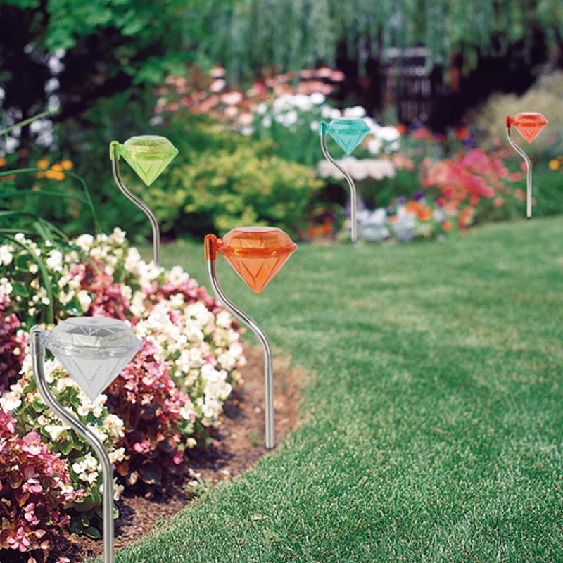 Outdoor LED Solar lawn light Diamonds shape white/Warm white/ RGB Lawn Light Solar Light Pathway Garden Path Stake Lanterns Lamp