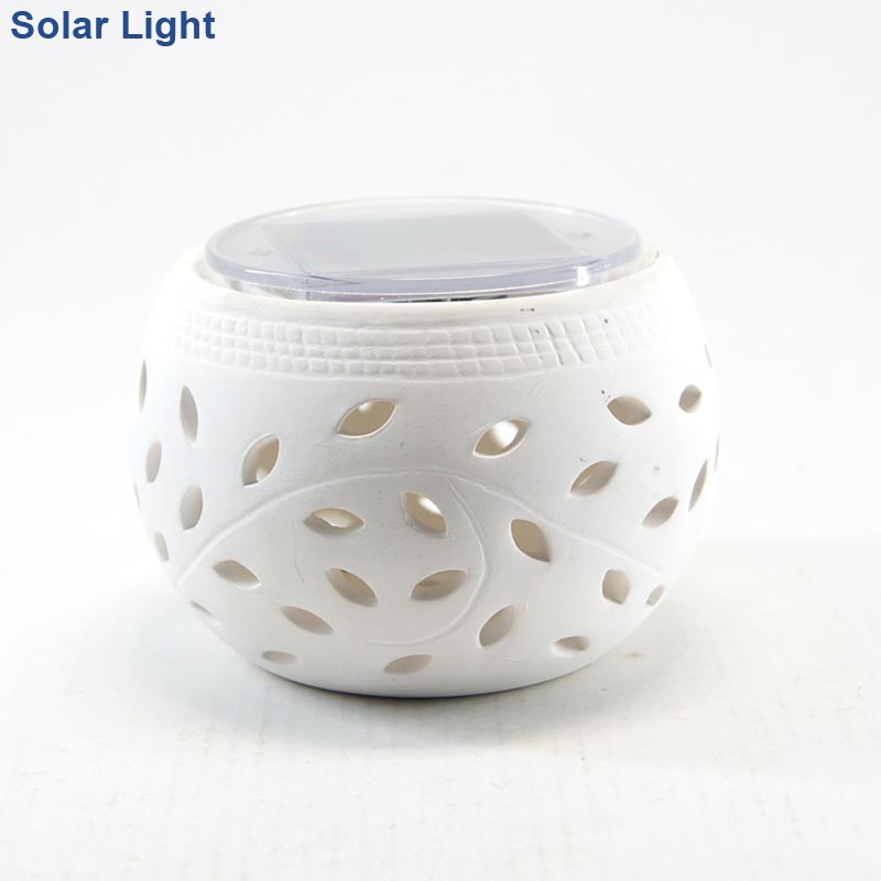 Solar Powered Ceramic Jar Light For Garden Decoration